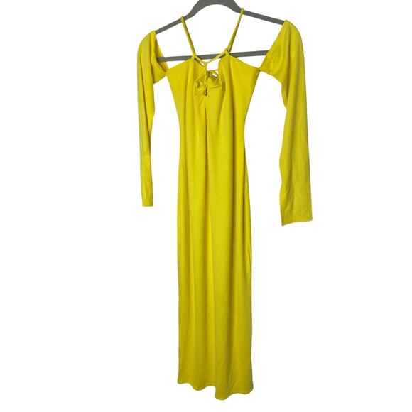 Not Yours To Keep Sunny Ribbed Knit Midi Dress Strapless Summer Beachy Resort S - Picture 5 of 11